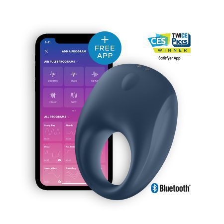 Anel vibratório c/app e bluetooth satisfyer azul