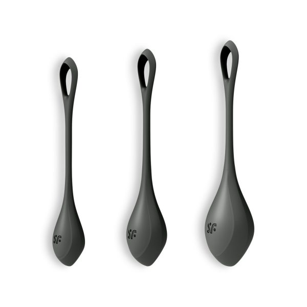 Conjunto de 3 bolas kegel yoni power 2 satisfyer pretas