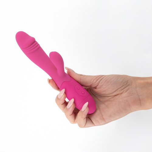 Vibrador com estimulador de clitóris e lubrificante