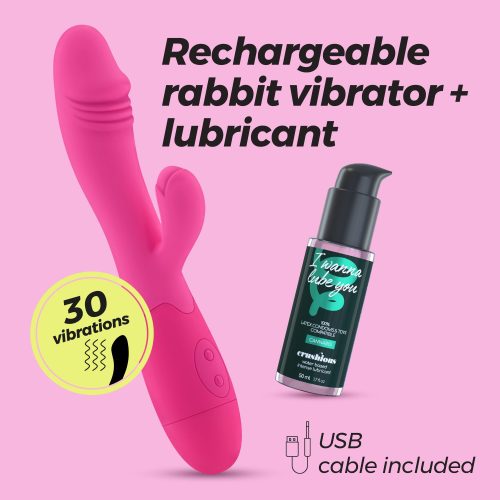 Vibrador com estimulador de clitóris e lubrificante