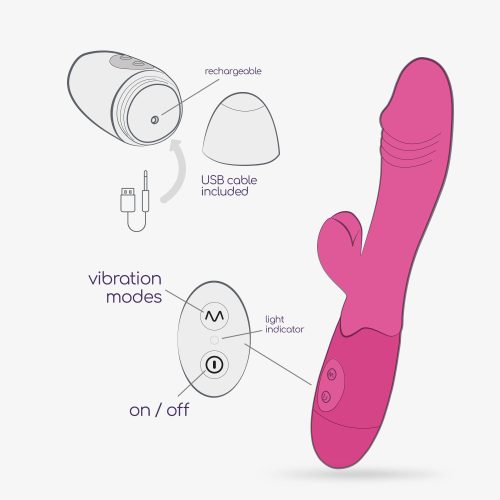 Vibrador com estimulador de clitóris e lubrificante